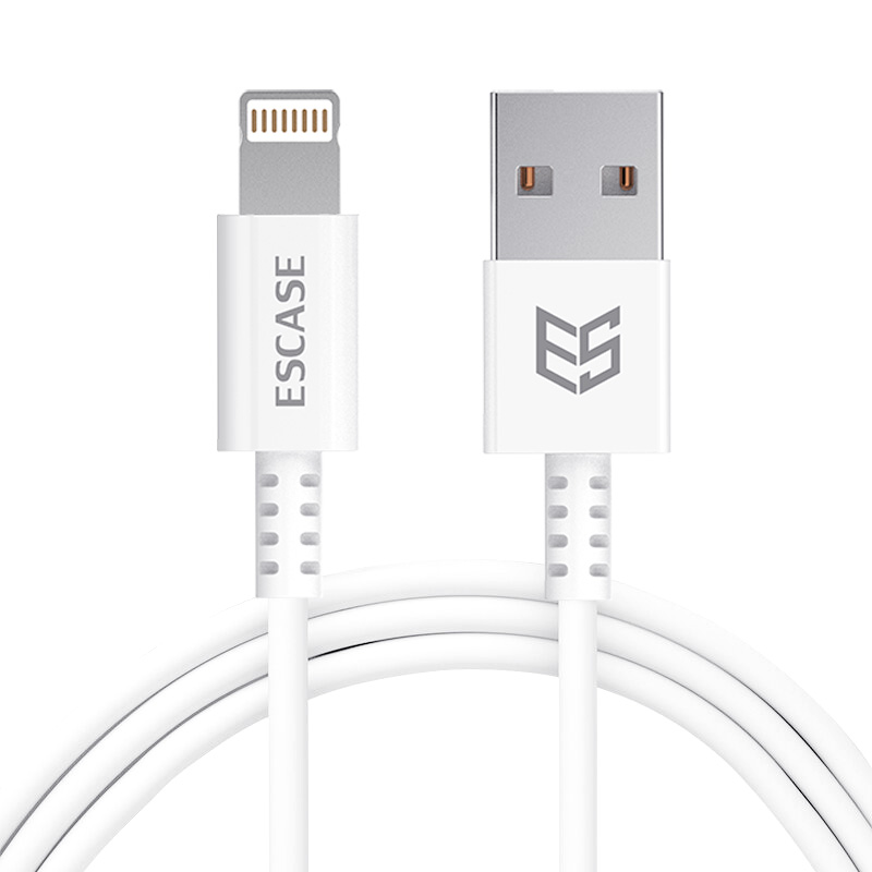 ESCASE iPhone数据线苹果X/8Plus/7/6快充电器线电源线1米充电线USB-C13 珍珠白