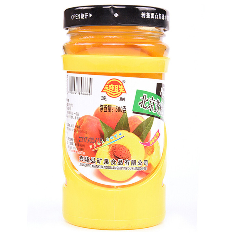 连联北京黄桃罐头500g黄桃罐头 水果罐头 开盖即食