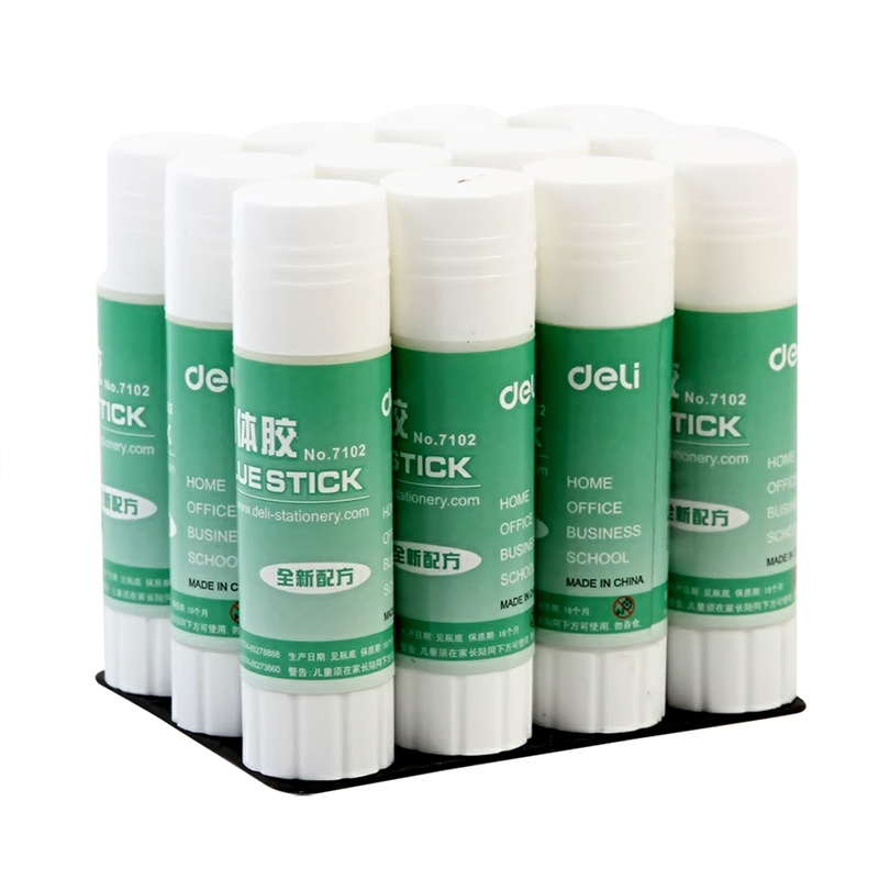 得力7102升级配方PVA固体胶棒21g固体胶/优质胶棒办公12支/盒