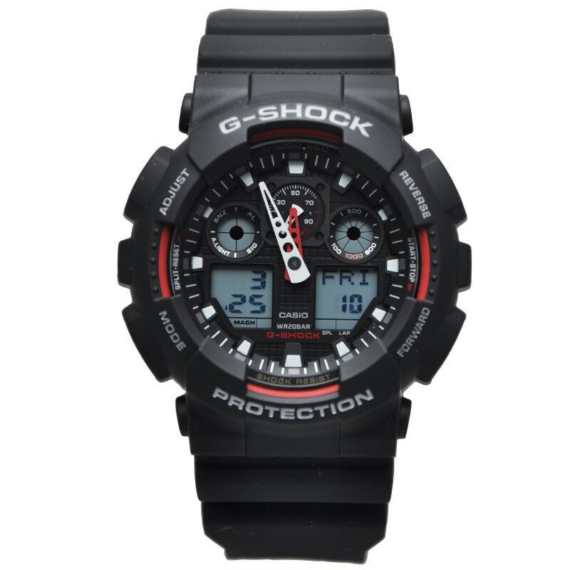 卡西欧(CASIO)手表 G-SHOCK系列 200米防水 多功能双显电子男士手表GA-100-1A4