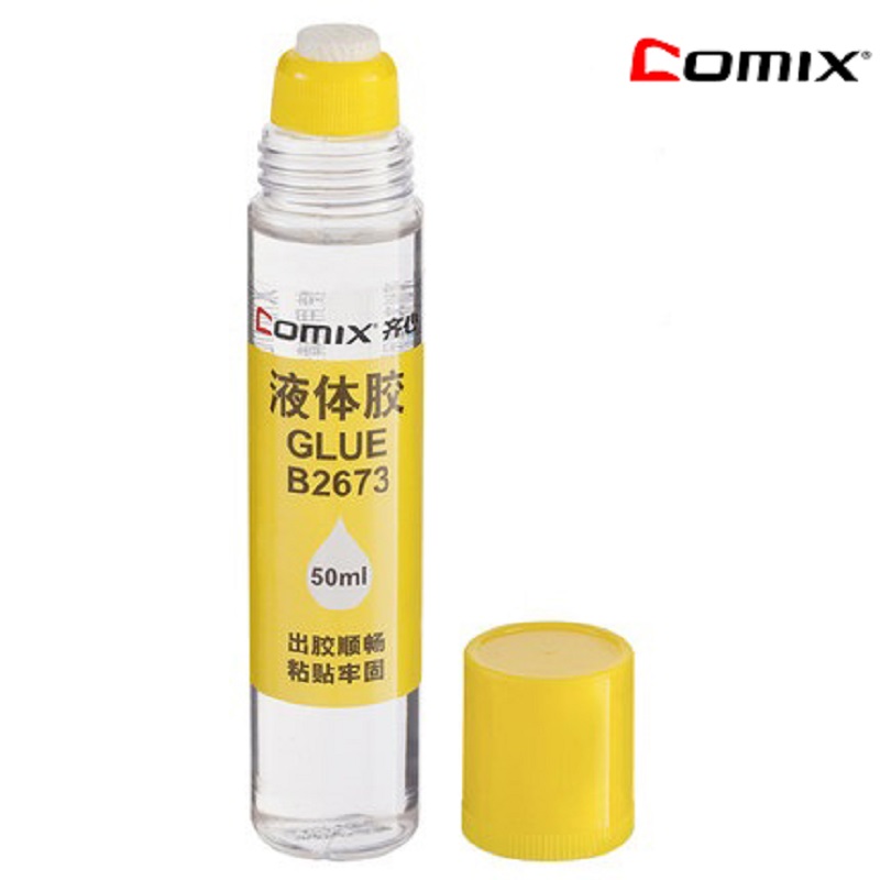 齐心B2673液体胶水 海绵头 高粘性 粘贴胶50ml 12个装