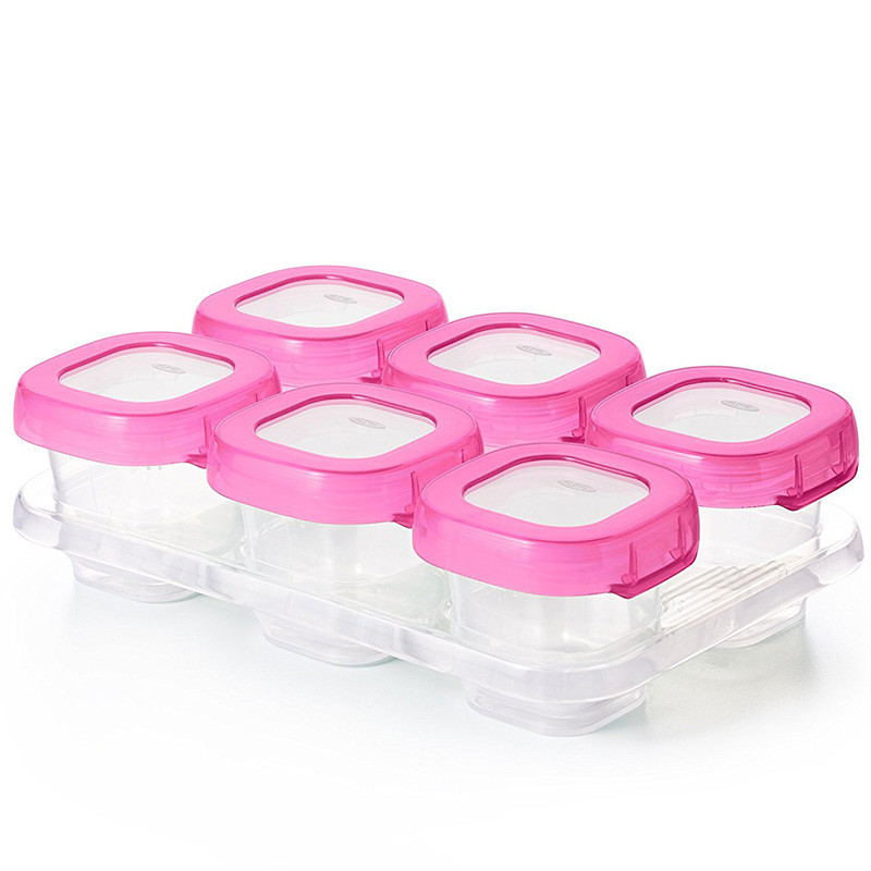 OXO/奥秀 61114300 婴幼儿宝宝辅食盒/便携盒 可微波冷冻不含BPA 2OZ 6件套 火烈鸟粉