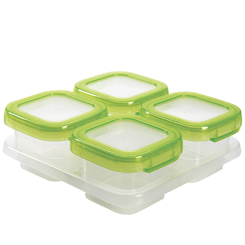 OXO/奥秀 6112400 婴童保鲜盒辅食盒/便携盒 可微波冷冻不含BPA 4OZ 120ml 四件装 柠檬绿