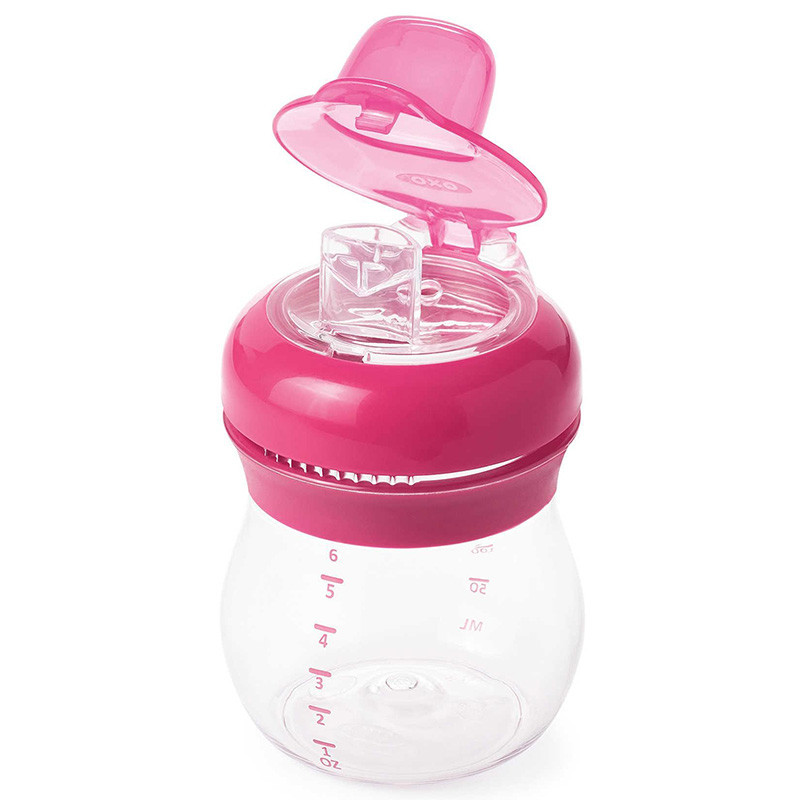 OXO/奥秀 6194200 婴儿学饮杯水杯PP材质 带手柄软头鸭嘴吸允杯 180ML 火烈鸟粉