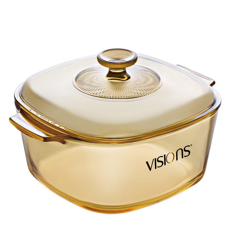 VISIONS 美国康宁晶彩透明锅 3公升超耐热透明玻璃方形煮锅 VS-3-RV/CN(3L 方形煮锅)