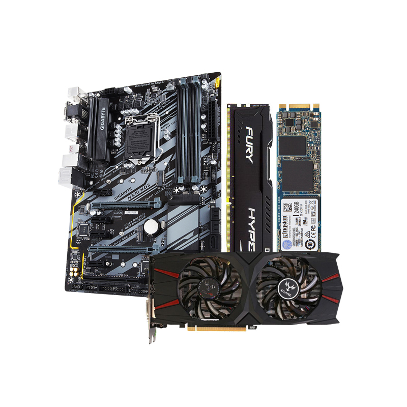 金士顿Fury 2400 8G内存+金士顿M.2 240G固态+技嘉H370-HD3耐久主板+七彩虹1060 6G显卡
