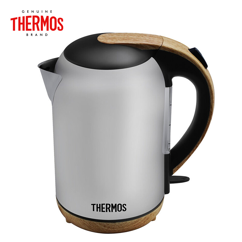 膳魔師(THERMOS)电热水壶EHA-1313A 进口电热水壶 家用 自动断电304不锈钢烧水壶 银灰色1.7L(S)