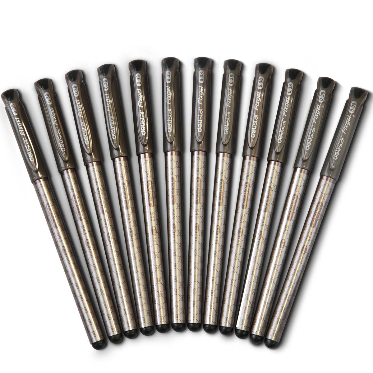 得力S43财务专用笔办公用品0.38mm黑色中性笔会计财会记账笔 12支装