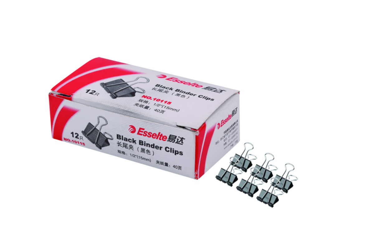 易达(Esselte) Binder Clip 黑色长尾夹(盒装) 15mm 12盒装