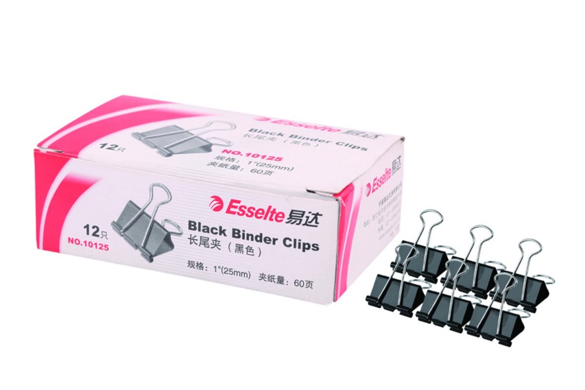 易达(Esselte) Binder Clip 黑色长尾夹(盒装) 25mm 12盒装