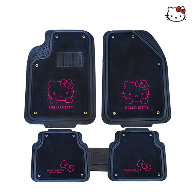 HelloKitty凯蒂猫可爱卡通女性汽车脚垫双层可拆卸地垫冬季毛绒踏垫