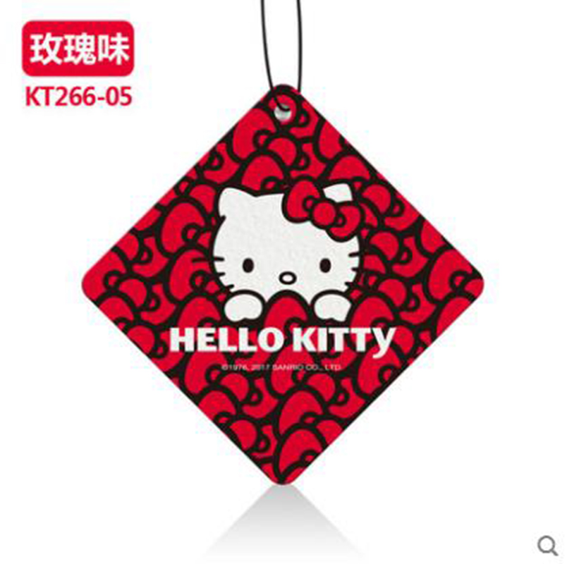 HelloKitty凯蒂猫汽车用品车用香片车载香水挂件车内香薰香膏汽车除异味车用香水汽车用品花果香调挂式香水草莓味玫瑰味