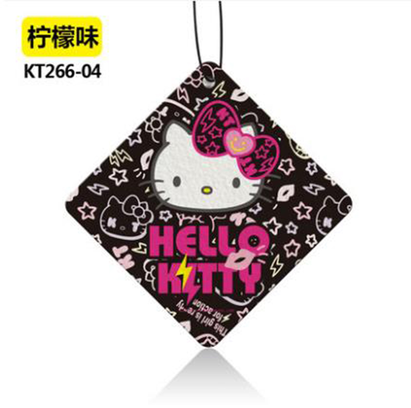 HelloKitty凯蒂猫汽车用品 车用香片挂式香水车载香水挂件车内香薰香膏汽车除异味车用香水草莓味邂逅味柠檬味花果香调