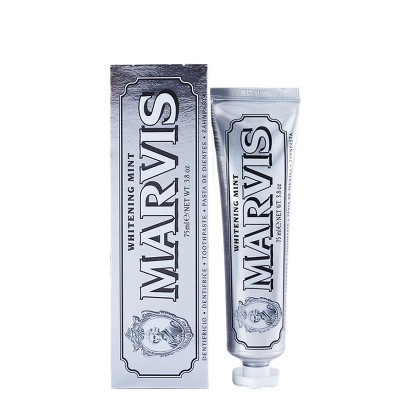 玛尔斯(Marvis)银色 持久洁净 酷爽清新 白皙薄荷牙膏 75ml(欧洲原装进口)