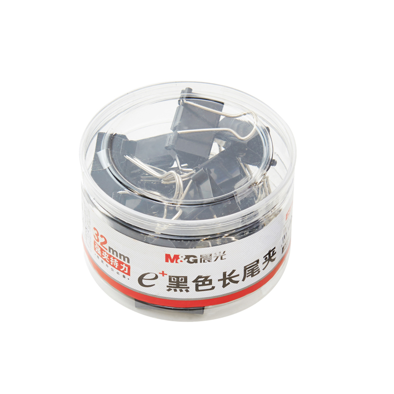 晨光Eplus黑色长尾夹50mm（筒装）ABS92732