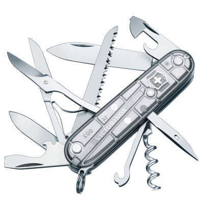 Victorinox维氏瑞士军刀 91MM透明银猎人1.3713.T7 多功能刀具折叠刀便携不锈钢水果刀开瓶器小剪刀