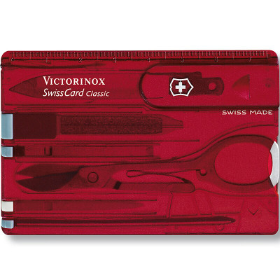 Victorinox维氏瑞士军刀 瑞士卡 透明红 0.7100.T 便携瑞士军刀卡
