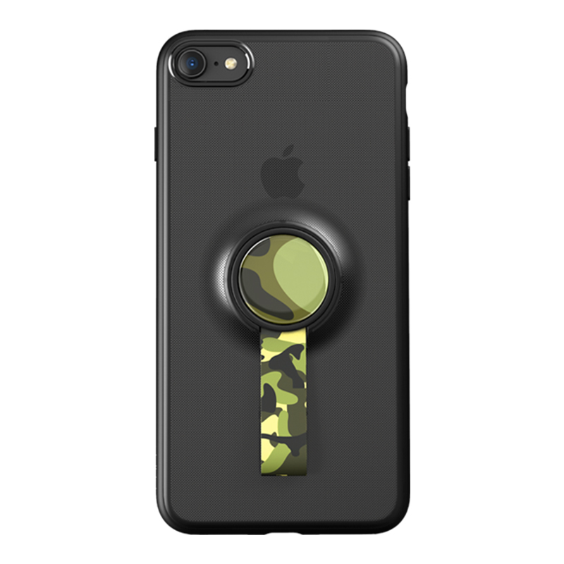 洛克(ROCK)iPhone8/7魔卡Pro保护套全包超薄支架款手机壳 iphone8/7 透黑防尘防摔软壳