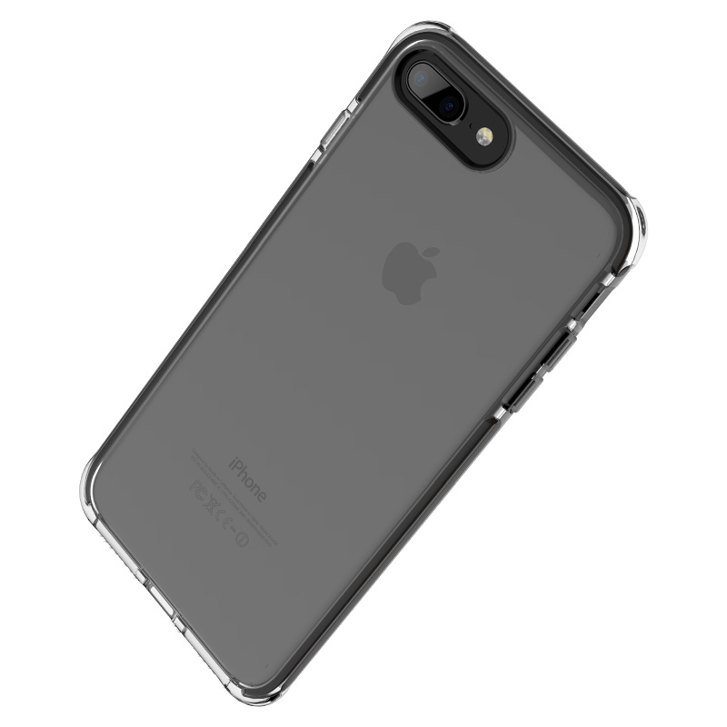 洛克(ROCK)苹果7P/8P手机壳 iphone7P/8Plus保护套 全包防摔硅胶透明软壳磨砂壳优盾系列 透黑
