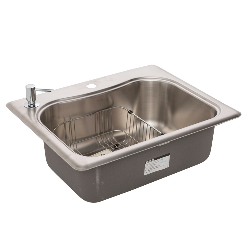 科勒(KOHLER)厨盆水槽龙头套装 斯特嘉小单槽加厚不锈钢厨房水槽洗菜池水池K-3362