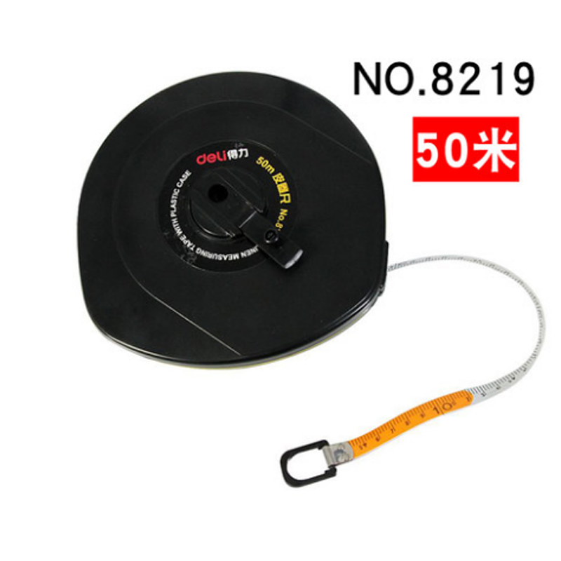 得力8219皮卷尺米尺50米皮卷尺测量工具