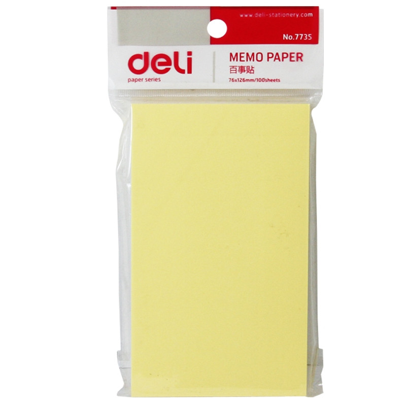 得力 (deli)7735 百事贴76*126mm 单包装 淡黄色