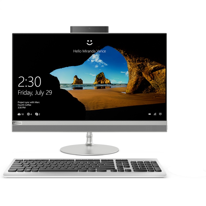 联想(Lenovo)AIO520 23.8英寸致美一体机台式电脑(I3-8100T 8G 1TB+128GB 集显 银色 Win10)