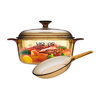 美国康宁(VISIONS)锅具套装VS22+VSS9晶彩透明锅2.25升+1.5升(24CM) 汤锅煮锅砂锅炖锅炒锅煎锅