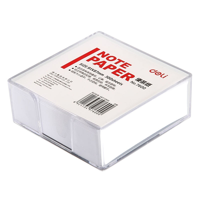得力 7600 便签纸 91*87mm 白色 (盒) deli7600