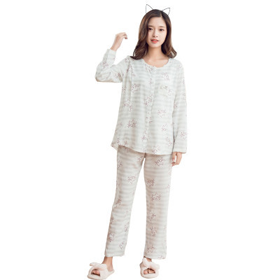 贝吻妈咪 孕妇月子服夏薄款家居服产后喂奶衣棉哺乳衣套装B7080