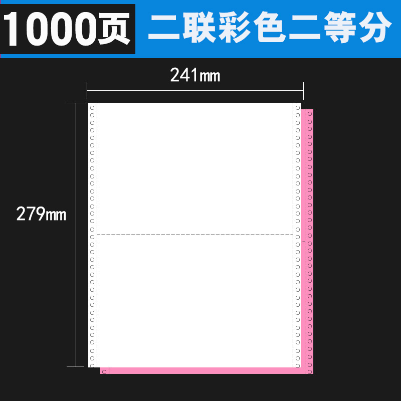 真彩 1000页/箱 有撕边 两联二等分 电脑打印纸 D9102（单位：箱）