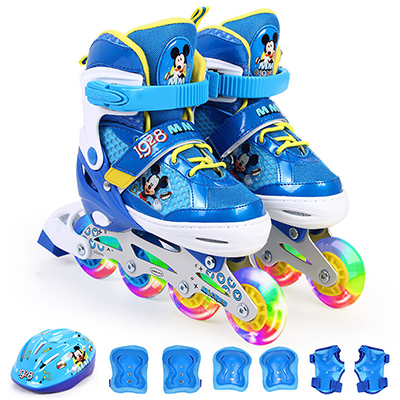 迪士尼(Disney)溜冰鞋儿童全闪光轮滑鞋套装可调旱冰鞋款米奇/公主DCB71250
