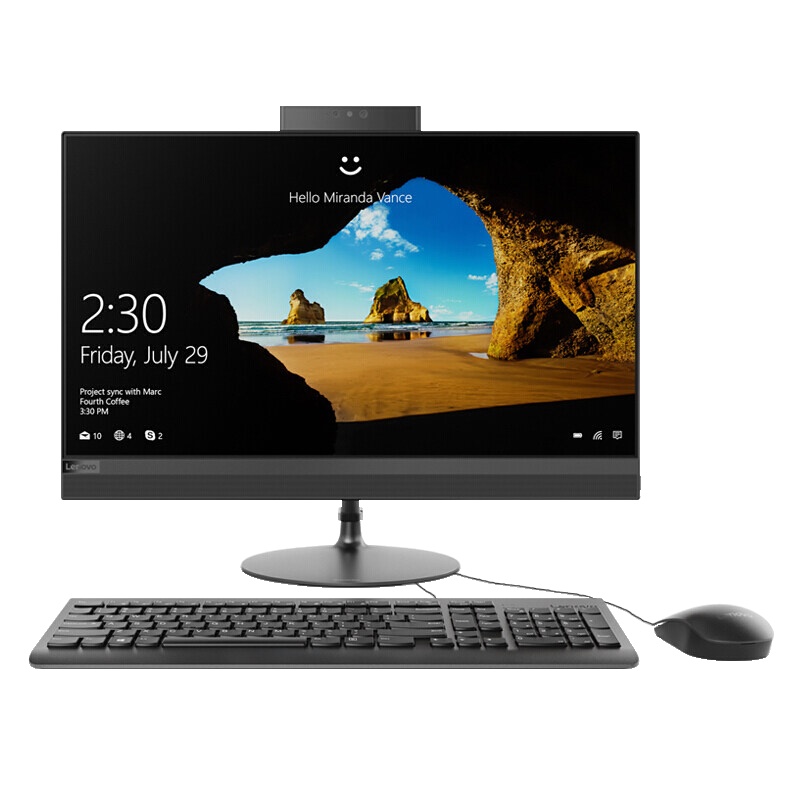 联想（Lenovo）AIO 520 21.5英寸商务办公一体机台式电脑（ I3-7020U 4G内存 1T硬盘）黑色