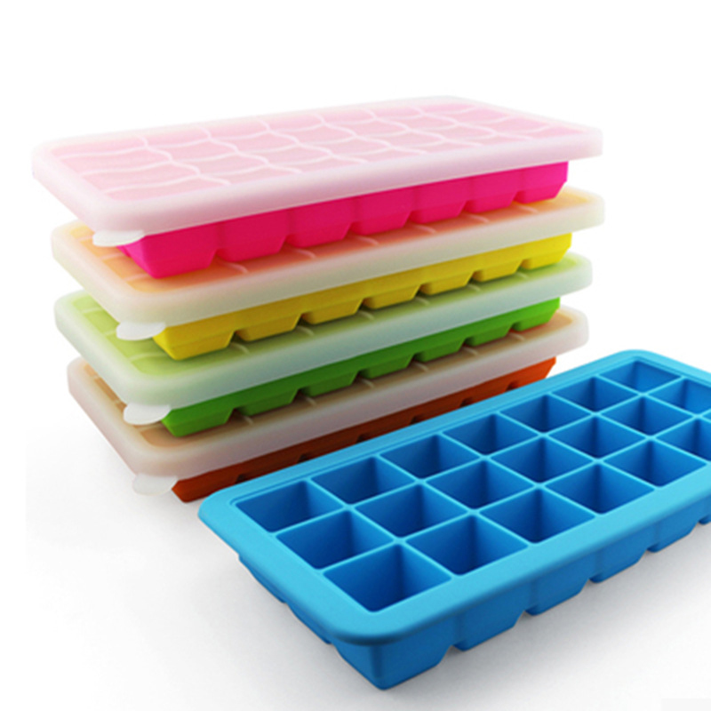 厨格格升级版硅胶冰格带盖辅食制冰盒冰块模具婴儿宝宝辅食盒 绿色(单个装带盖子)