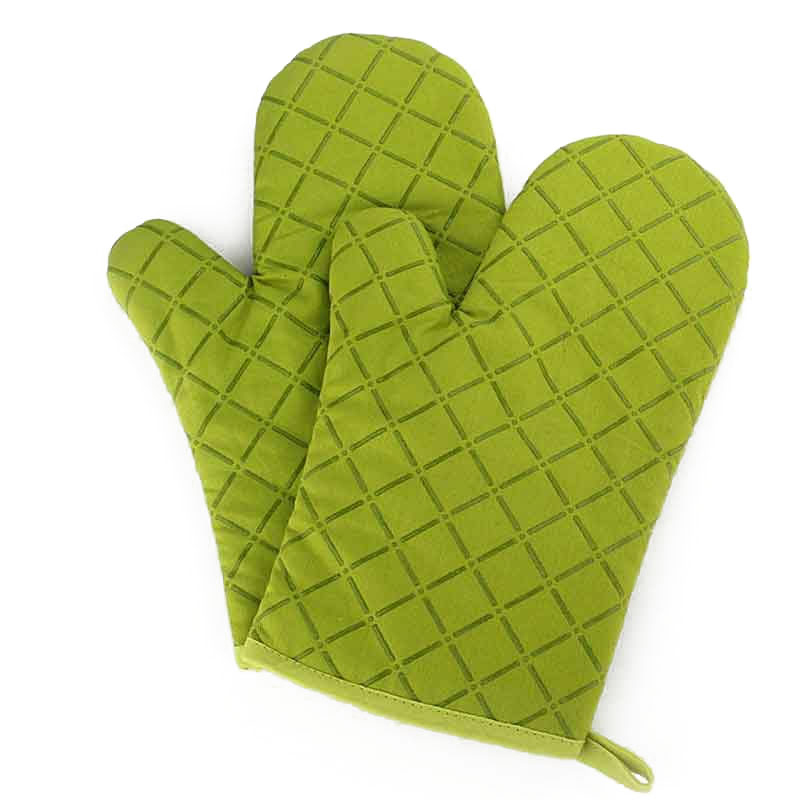 厨格格 烘焙耐高温手套硅胶隔热防滑加厚加长2色选 一对价格 绿色一对儿