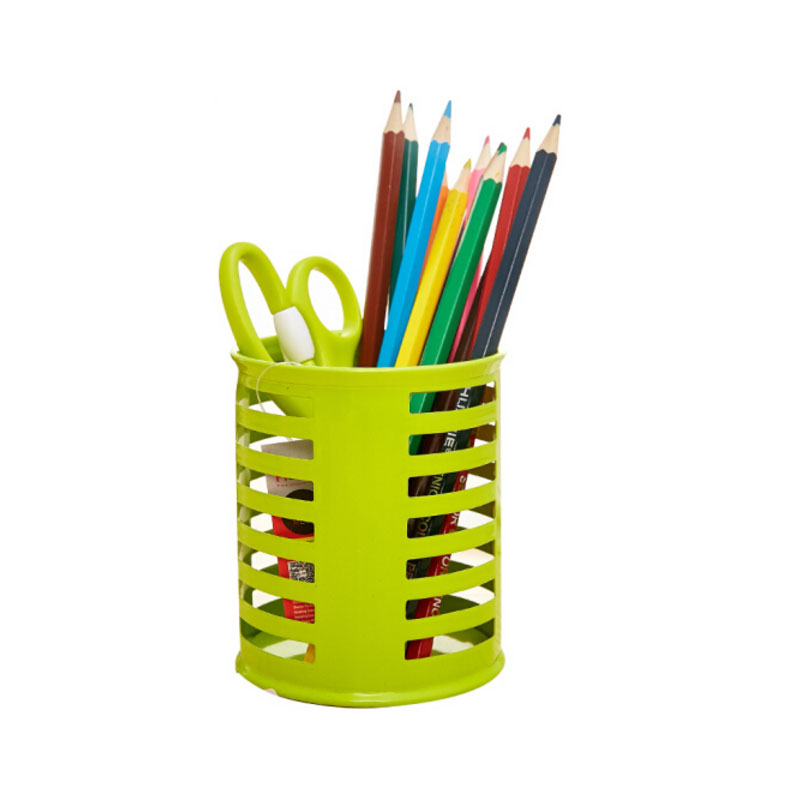 HUA JIE华华杰 10个装 BT0003 铁质圆形金属条纹状笔筒 彩色镂空铁网笔筒金属防锈加厚制笔座时尚创意办公用品