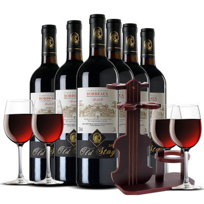 法国红酒 欧斯特庄园原瓶原装进口AOC贝得红葡萄酒750ml*6瓶送提琴酒架 4个杯子