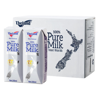 纽仕兰Theland新西兰进口4.0g蛋白全脂纯牛奶250ml*24盒家庭装营养早餐奶