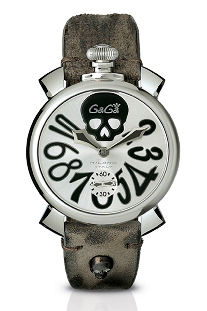 GaGa MILANO 手动48MM 艺术收藏系列时尚休闲骷髅头图案个性机械表手表 5010 ART