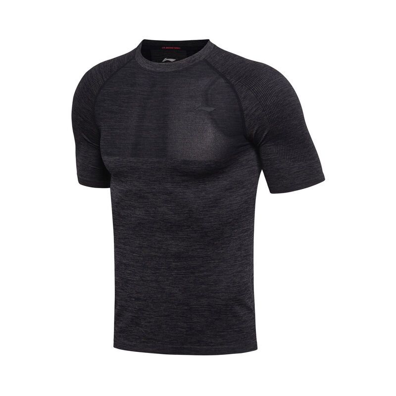 李宁(LI-NING)2017夏男速干贴身凉爽健身衣短袖运动T恤ATSM173