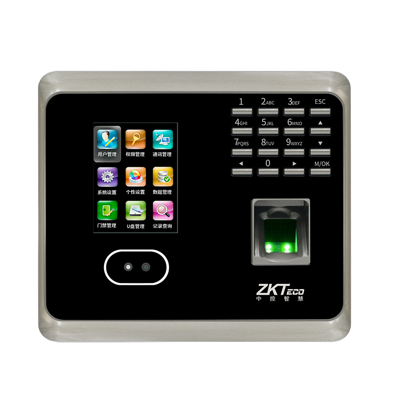 中控UF100人脸识别考勤机 面部识别 指纹 打卡机 网络+U盘功能 灰色