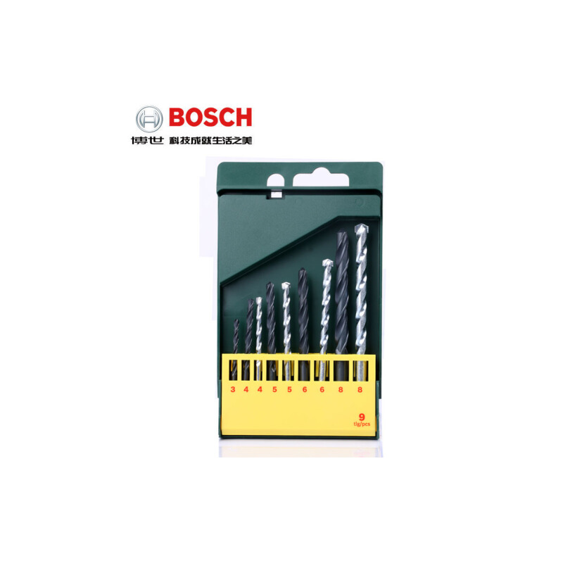 博世(Bosch) 绿色钻头套装 5支 HSS-R 4支石工钻头套装