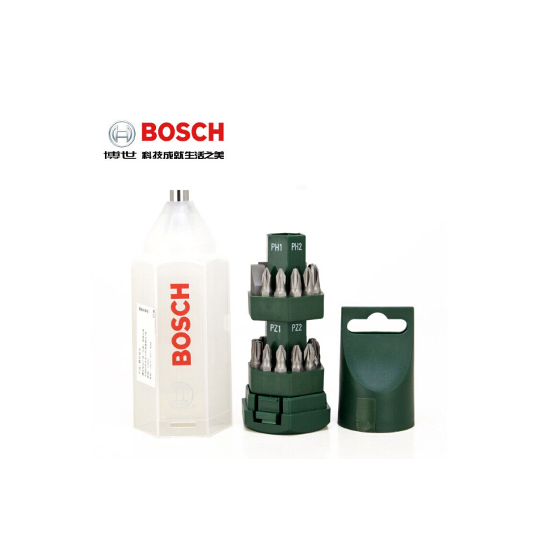 博世(Bosch) 绿色钻头套装 螺丝批头25支装(“小旋风”)