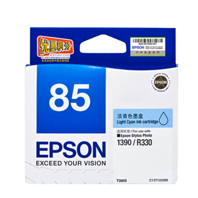 爱普生(Epson)C13T122580淡青色墨盒适用 PHOTO 1390/R330 打印机T0855墨盒