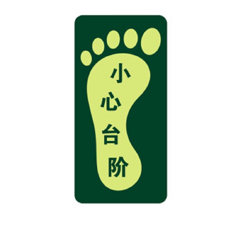 得丰标识贴 安全出口地贴夜光地贴荧光指示牌提示荧光通道牌 疏散方向 左脚小心台阶5个装