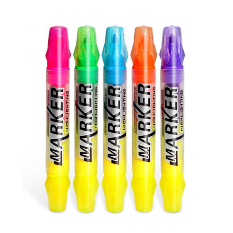 HUA JIE华杰 多色斜头荧光笔套装 涂鸦记号笔 重点标记彩色笔 WR4004 (5支装) 双色荧光笔10套装