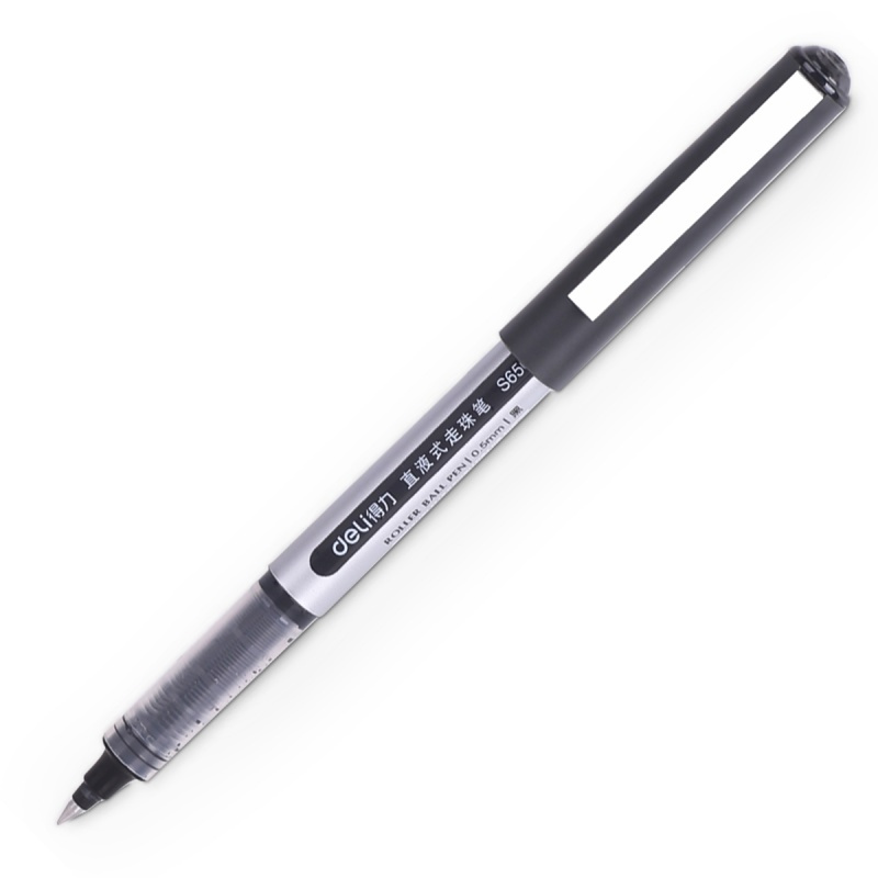 得力(deli)S656直液式走珠笔签字笔学生考试中性笔 0.5mm 12支/盒 黑色