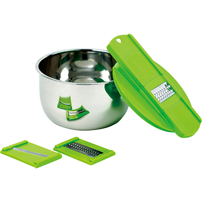 赫曼德(nolte) 小米兰五件套 不锈钢盆1+塑料架1+刨片3 HM-ML002