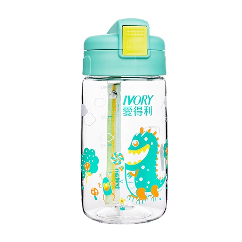 爱得利(IVORY)水壶TRITAN特丽透吸管杯儿童400mL 绿色 直饮水杯 适用年龄:18个月以上