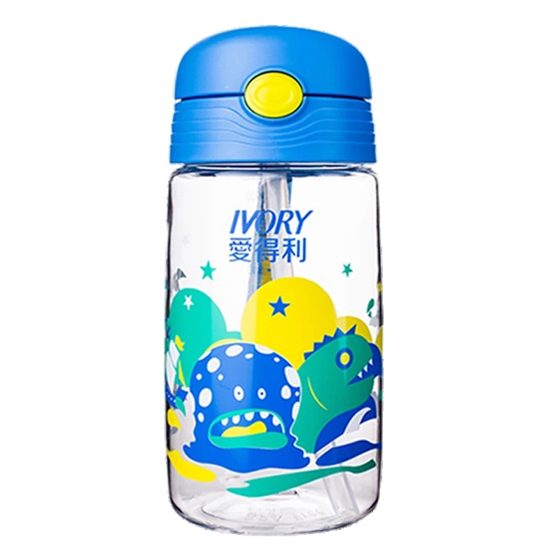爱得利(IVORY)Tritan特丽透弹跳吸管杯水杯400mL 蓝色